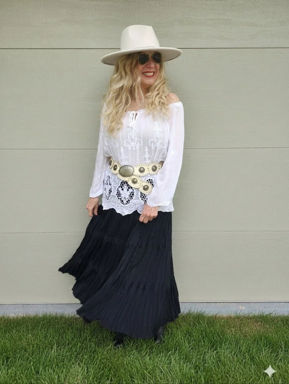 Carole Little Ex Cond Pro Clean Stretch-Waist Tiered Boho Maxi Skirt, M, $45